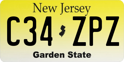 NJ license plate C34ZPZ