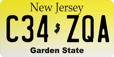 NJ license plate C34ZQA