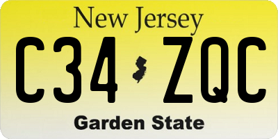 NJ license plate C34ZQC