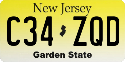 NJ license plate C34ZQD