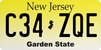 NJ license plate C34ZQE