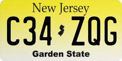 NJ license plate C34ZQG