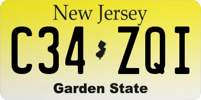 NJ license plate C34ZQI