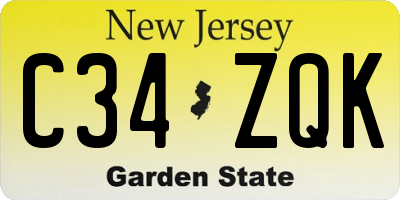 NJ license plate C34ZQK