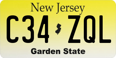 NJ license plate C34ZQL