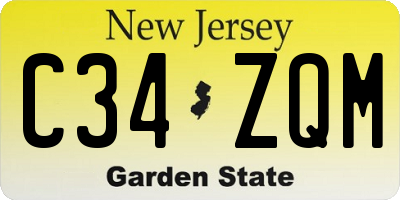 NJ license plate C34ZQM