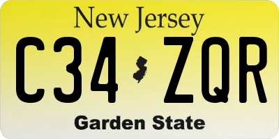 NJ license plate C34ZQR