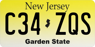 NJ license plate C34ZQS