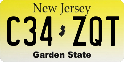 NJ license plate C34ZQT