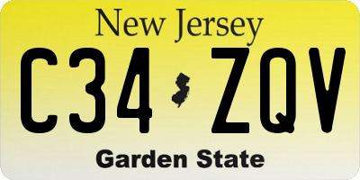 NJ license plate C34ZQV
