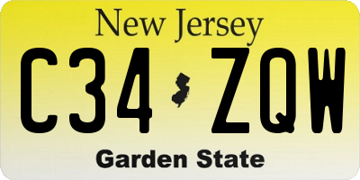 NJ license plate C34ZQW