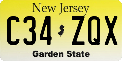 NJ license plate C34ZQX