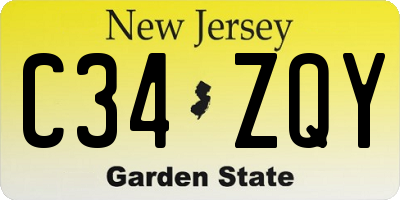 NJ license plate C34ZQY