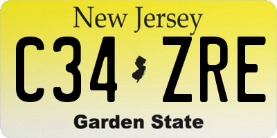 NJ license plate C34ZRE