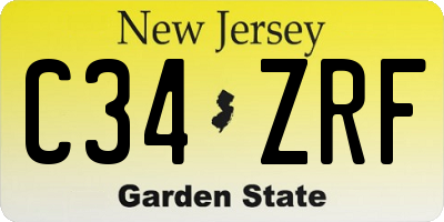 NJ license plate C34ZRF