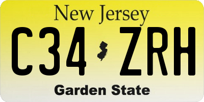 NJ license plate C34ZRH