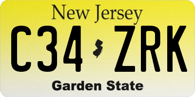 NJ license plate C34ZRK