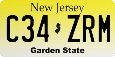 NJ license plate C34ZRM