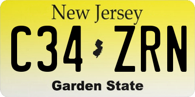 NJ license plate C34ZRN