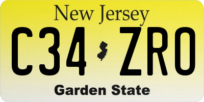 NJ license plate C34ZRO