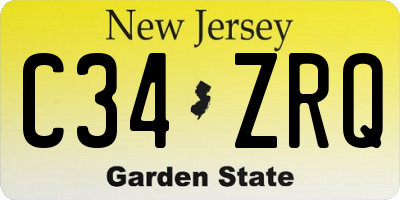 NJ license plate C34ZRQ