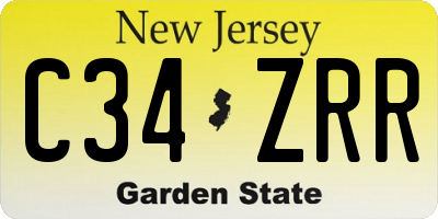 NJ license plate C34ZRR