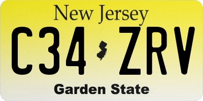 NJ license plate C34ZRV