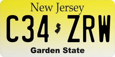 NJ license plate C34ZRW