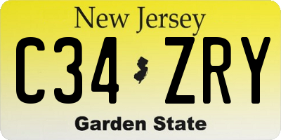 NJ license plate C34ZRY