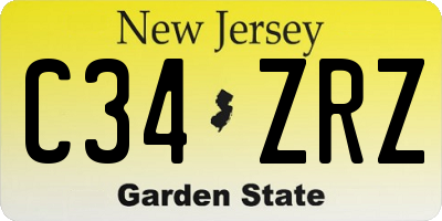 NJ license plate C34ZRZ