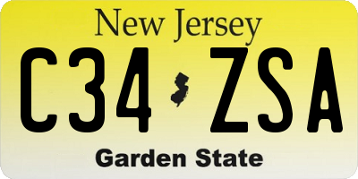 NJ license plate C34ZSA