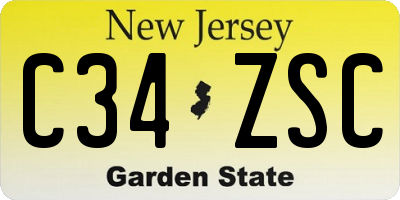 NJ license plate C34ZSC