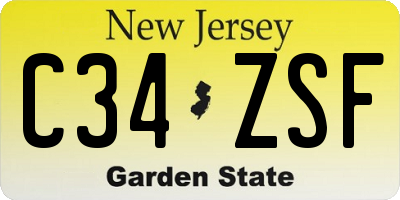 NJ license plate C34ZSF