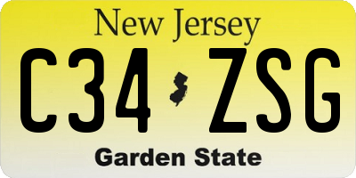 NJ license plate C34ZSG
