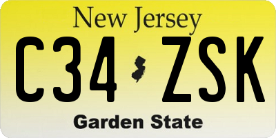 NJ license plate C34ZSK