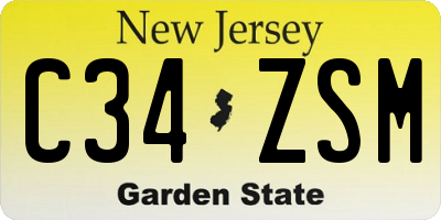 NJ license plate C34ZSM