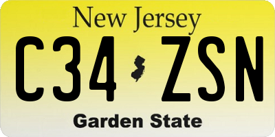 NJ license plate C34ZSN