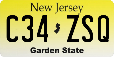 NJ license plate C34ZSQ