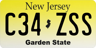 NJ license plate C34ZSS