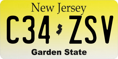 NJ license plate C34ZSV