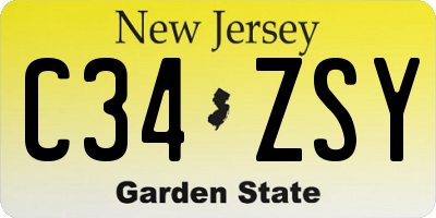 NJ license plate C34ZSY