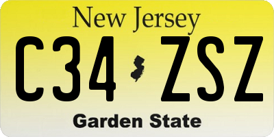 NJ license plate C34ZSZ