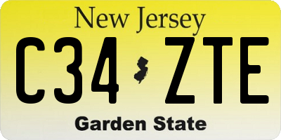 NJ license plate C34ZTE