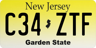 NJ license plate C34ZTF