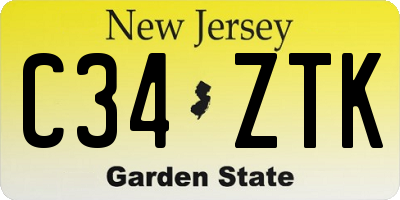 NJ license plate C34ZTK
