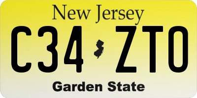 NJ license plate C34ZTO