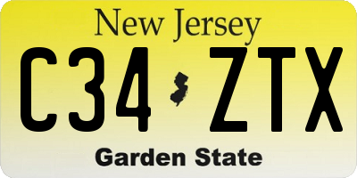 NJ license plate C34ZTX