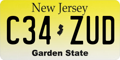 NJ license plate C34ZUD