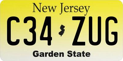 NJ license plate C34ZUG