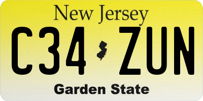NJ license plate C34ZUN